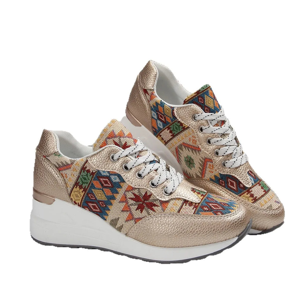 women's geometric lace up wedge sneakers - additional image