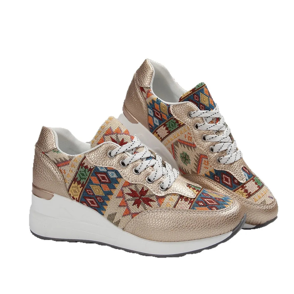 women's geometric lace up wedge sneakers - additional image