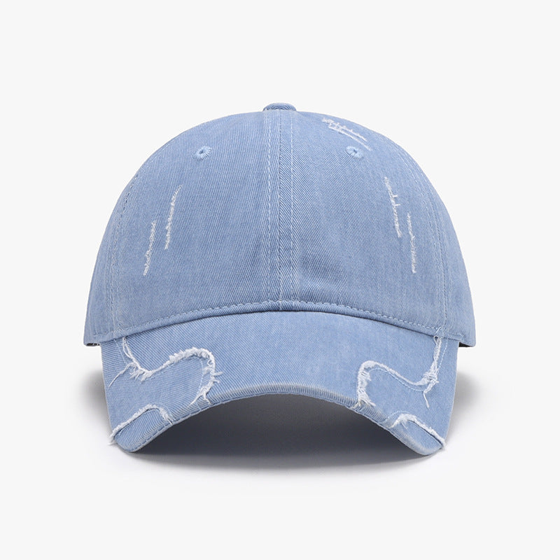 Raw Hem Adjustable Cap Light Blue One Size