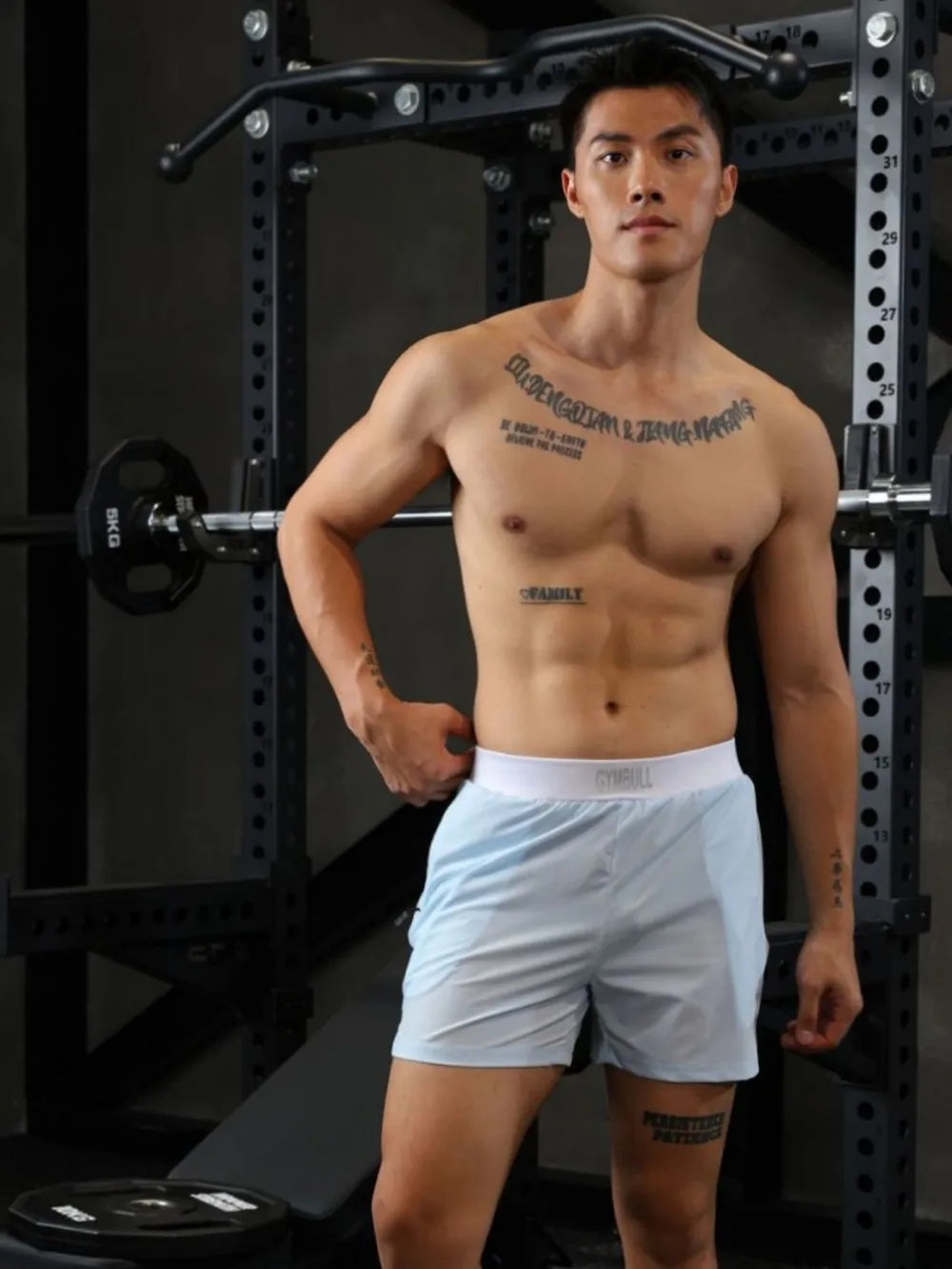 Men's Plus Size Elastic Waist Shorts Light Blue