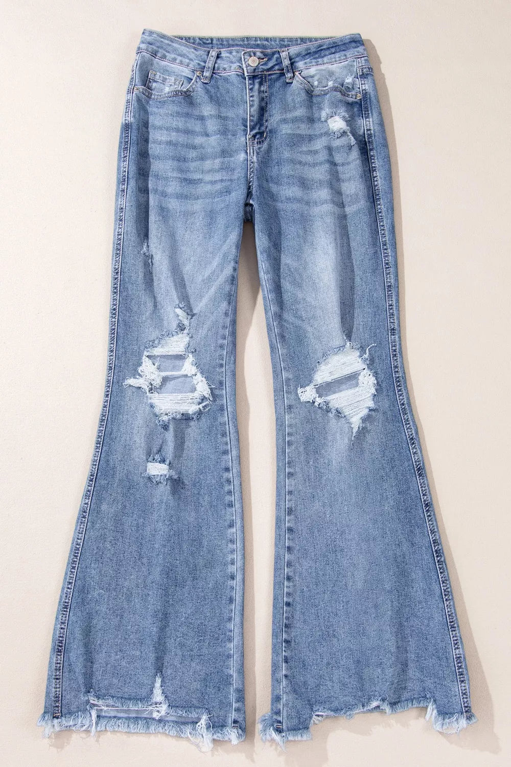 women's distressed flare jeans - extra view