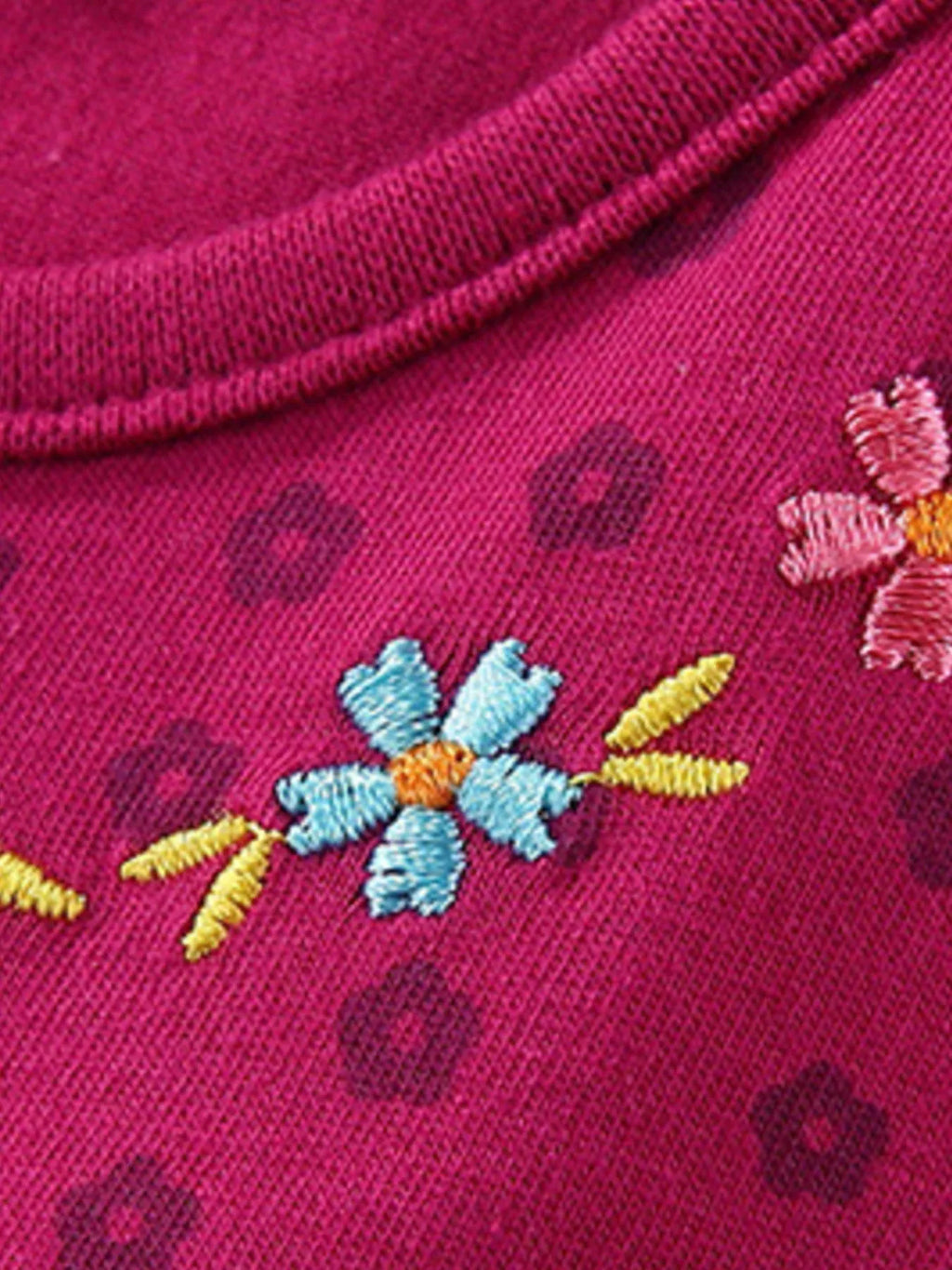 women's children's floral embroidered bird applique dress - back view