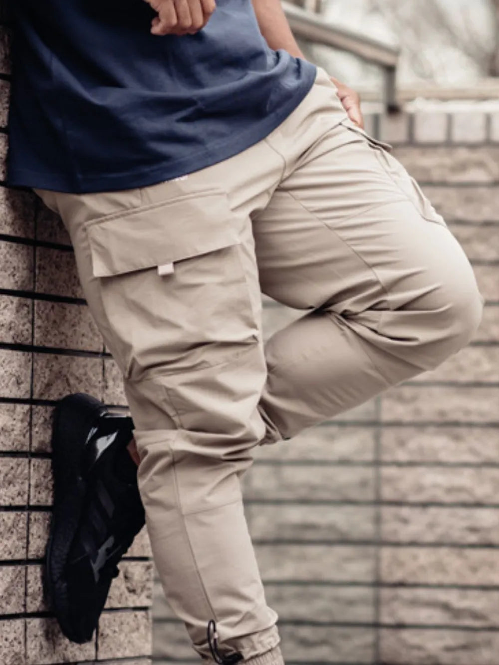 men’s apparel — men's plus size drawstring pants with cargo pockets