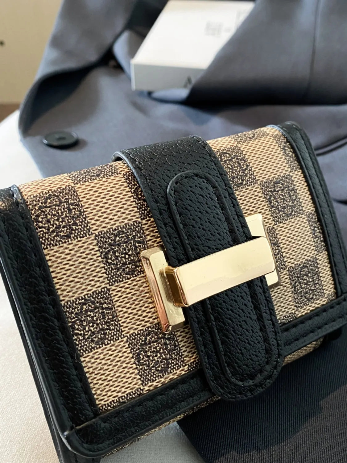 Printed PU Leather Wallet Black One Size