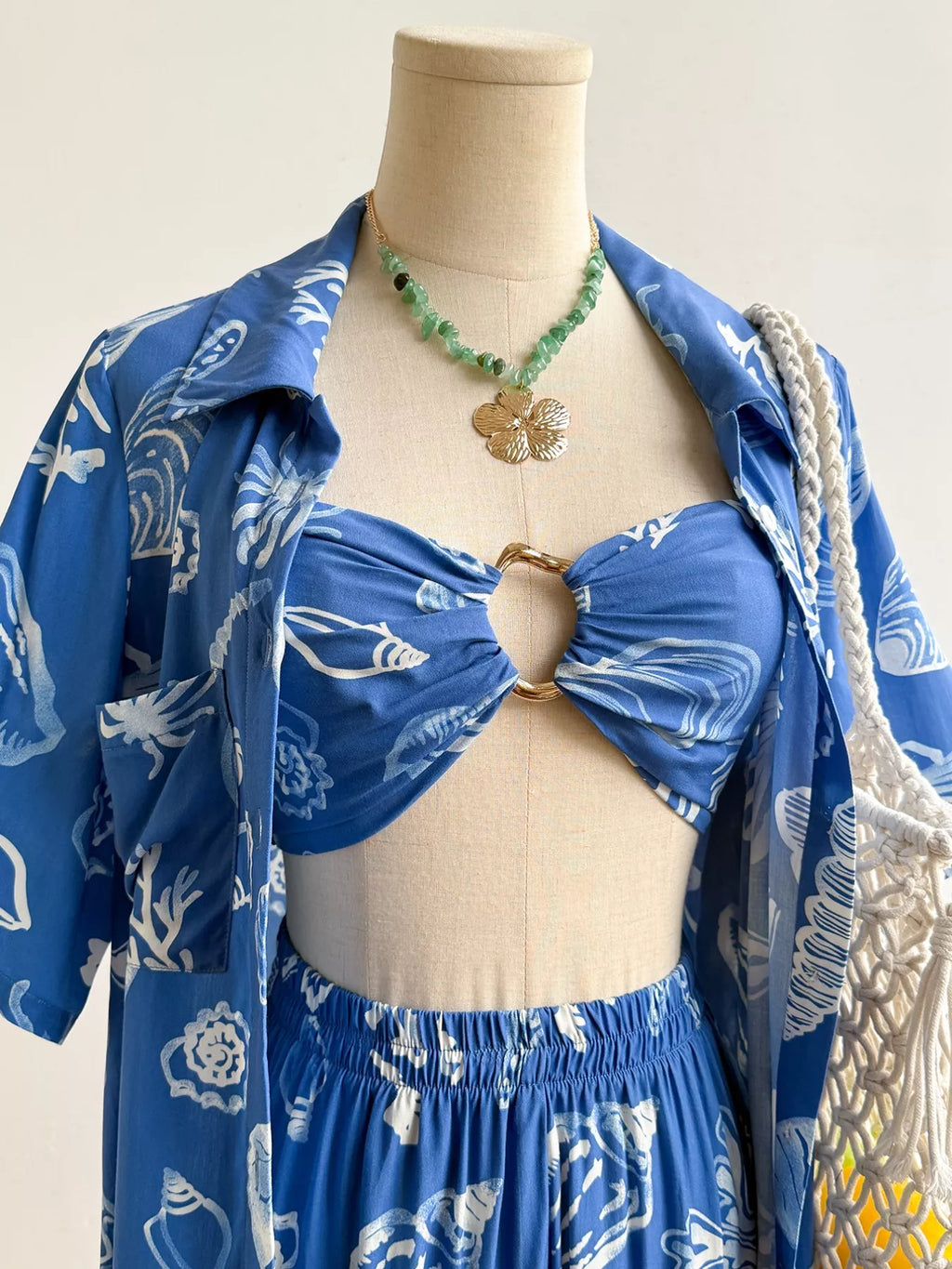 women's seashell print 3-piece summer set - back view