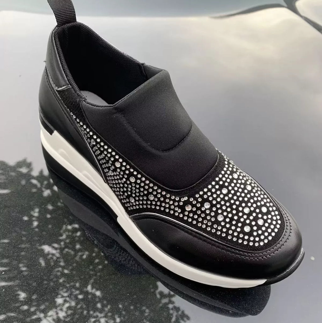women's rhinestone embellished wedge sneakers - additional angle