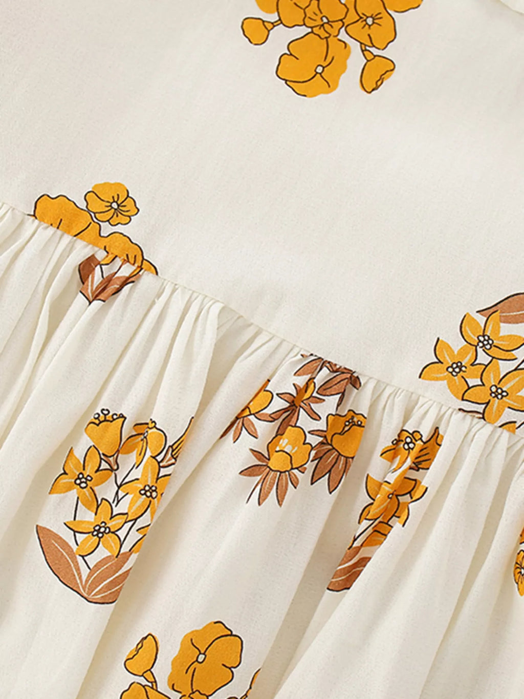 women's children's floral print ruffle collar dress - close-up detail