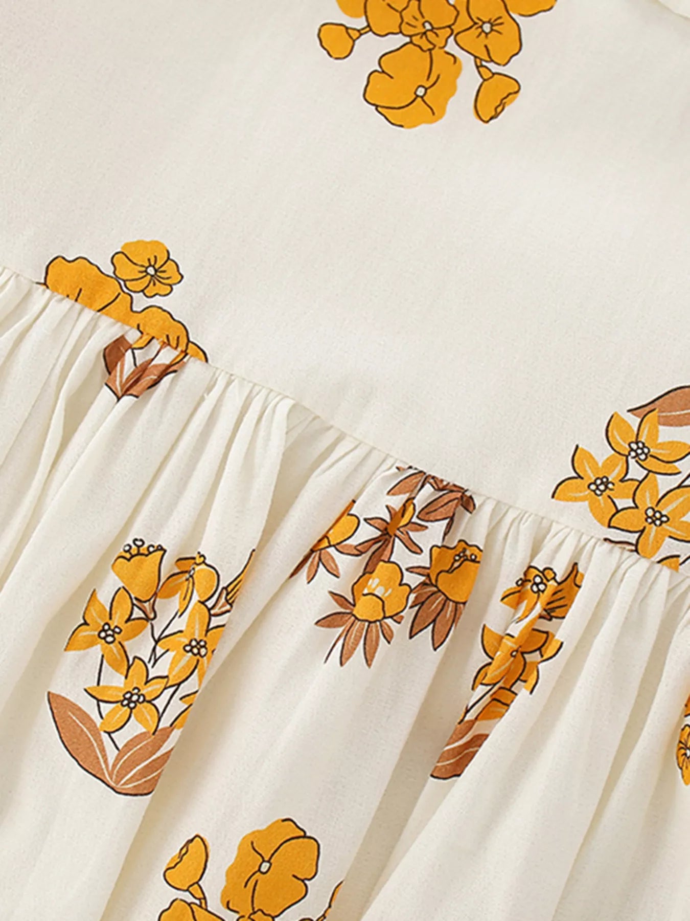women's children's floral print ruffle collar dress - close-up detail