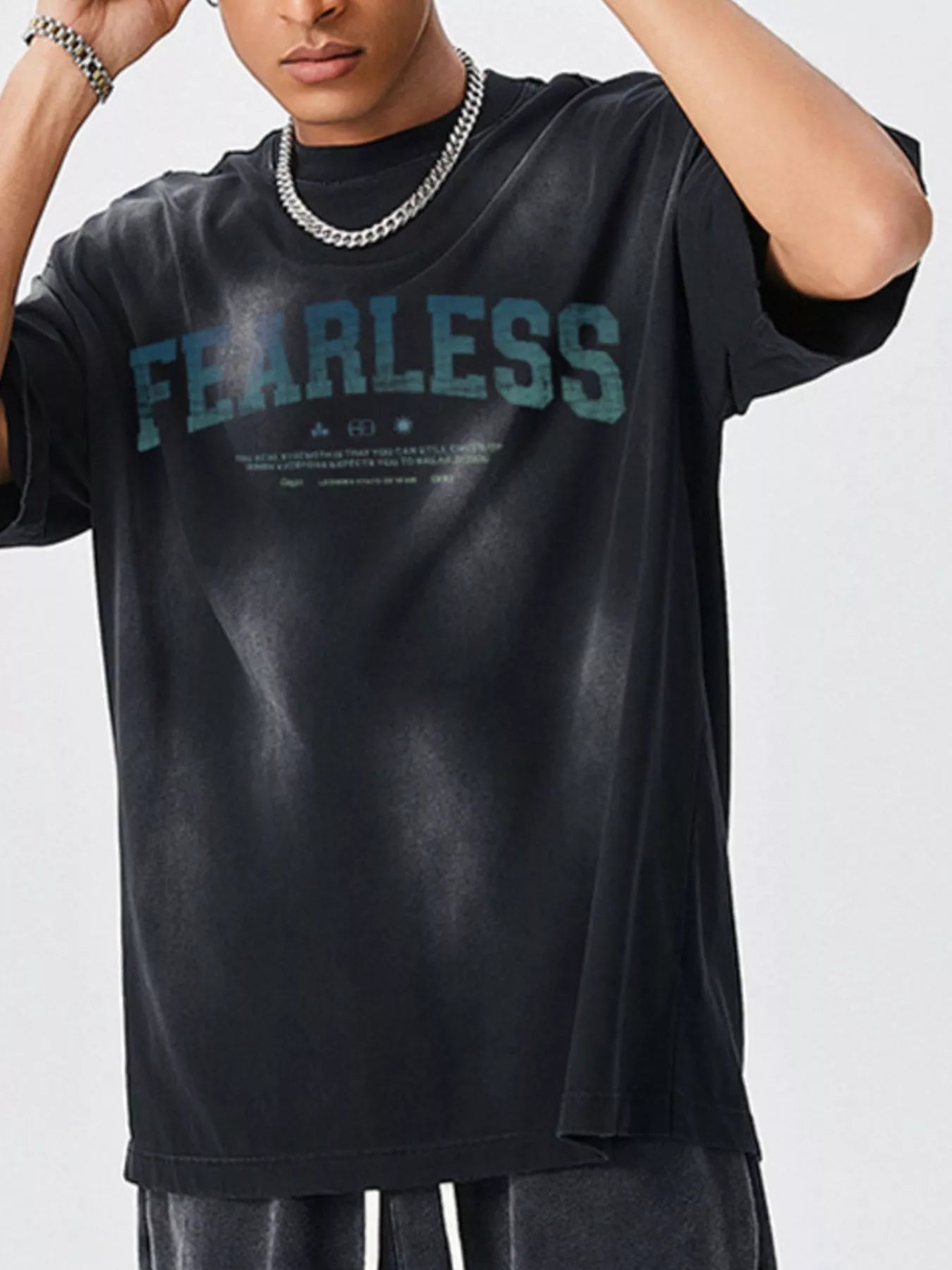 men's men' s fearless round neck wash t-shirt - side view
