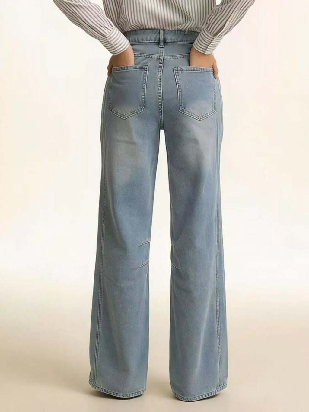 women's wide leg wash jeans - extra view