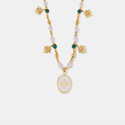 women’s activewear — titanium steel freshwater pearl oval pendant necklace