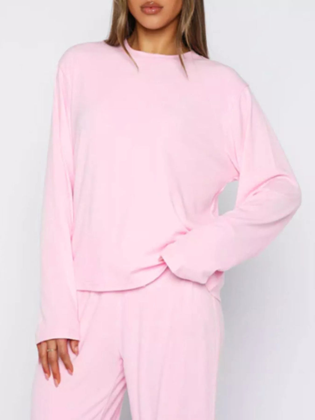 women's relaxed fit long sleeve top and pants set - extra view