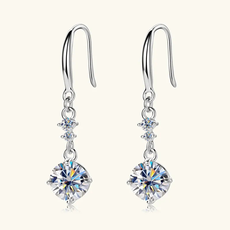 2 Carat Moissanite 925 Sterling Silver Earrings Silver One Size