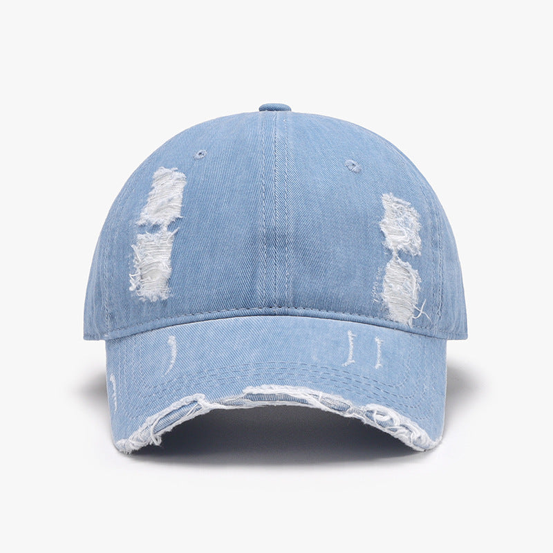 Distressed Adjustable Cotton Baseball Cap Light One Size