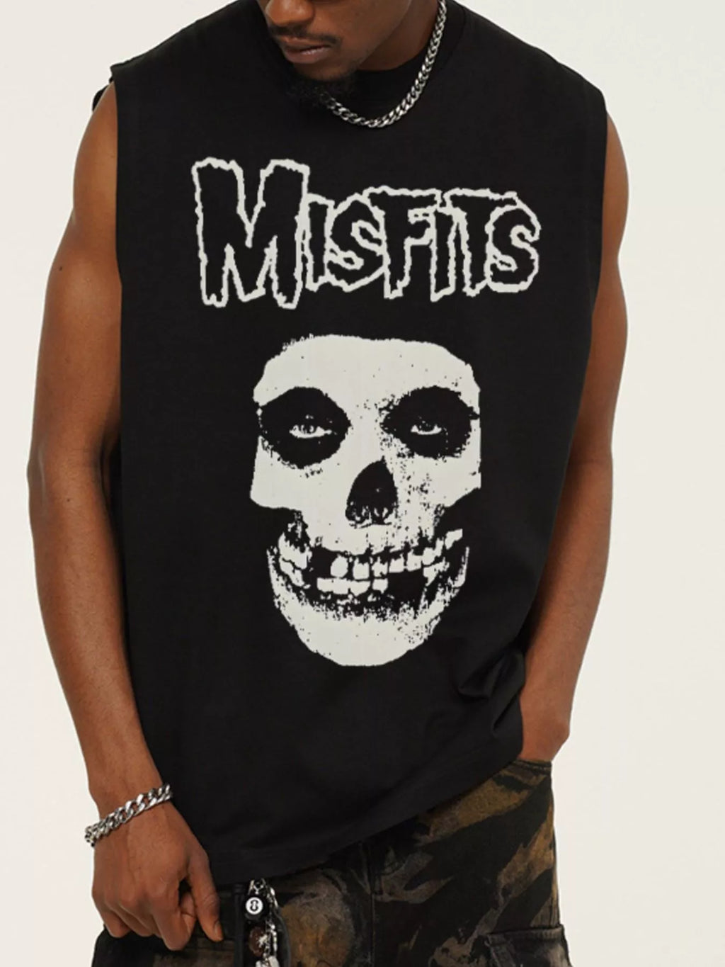 men's men's skull graphic sleeveless tank top - product showcase
