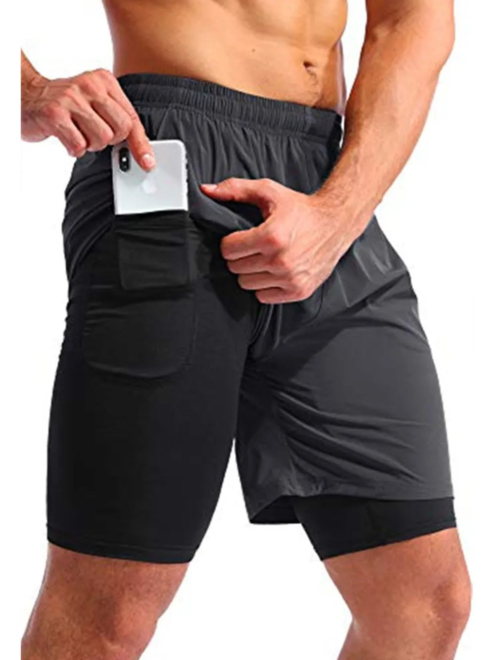 Men's Elastic Waist Active Shorts Dark Gray