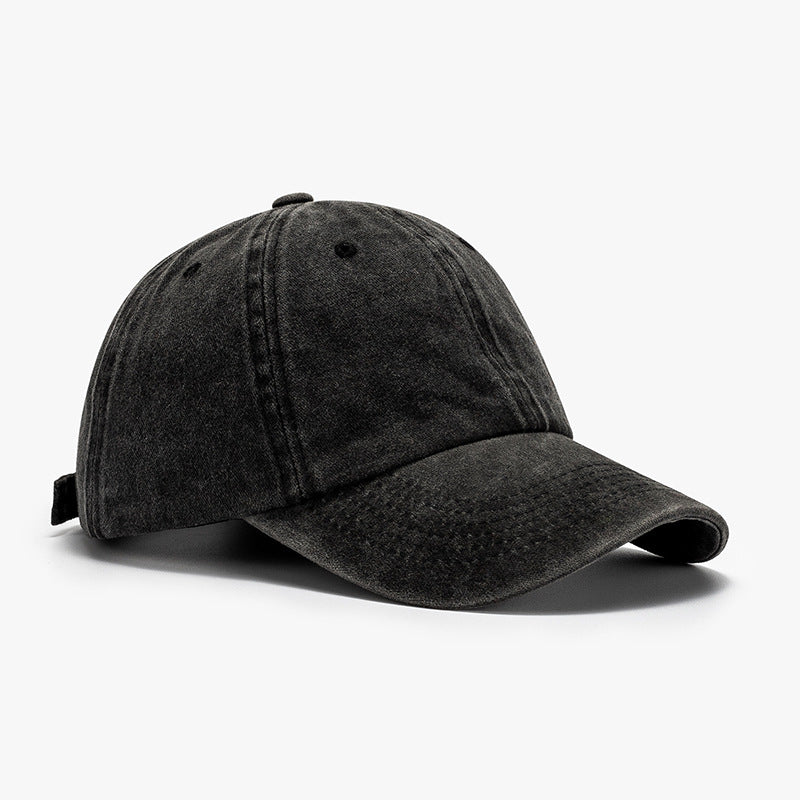 Washed Curved-Brim Baseball Cap Black One Size