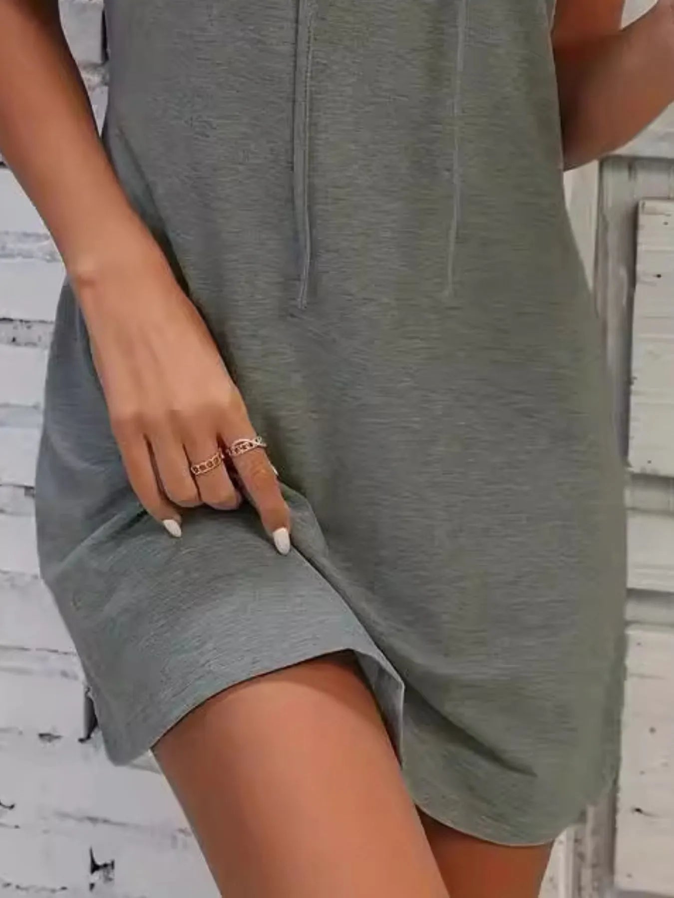 Full Size Drawstring Casual Sleeveless Hooded Mini Dress Plus Size