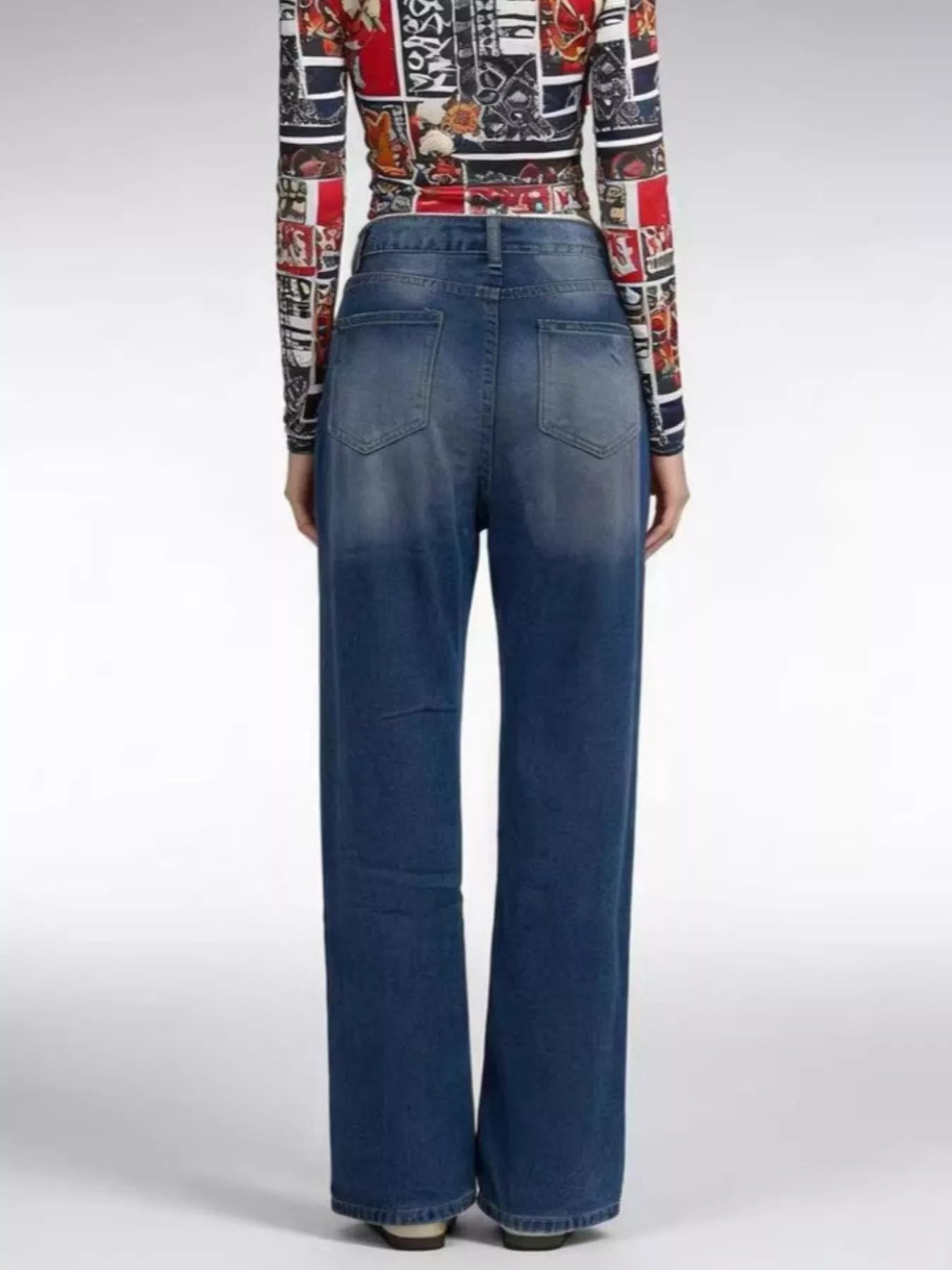 women's distressed wide leg jeans - product detail