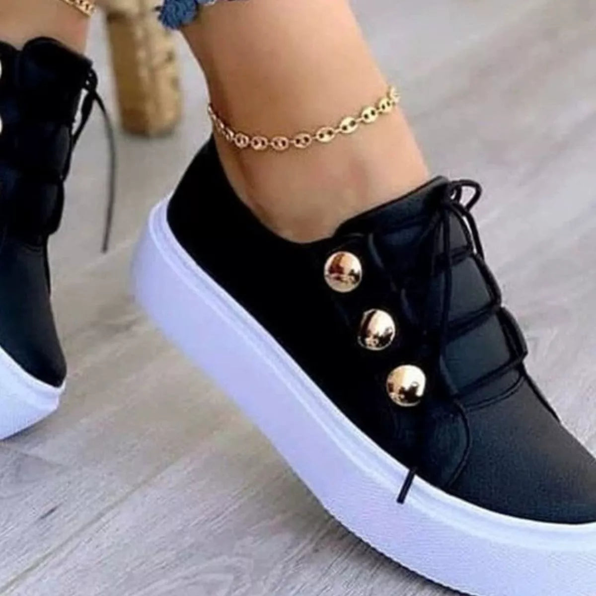 women's round toe platform sneakers - alternate angle