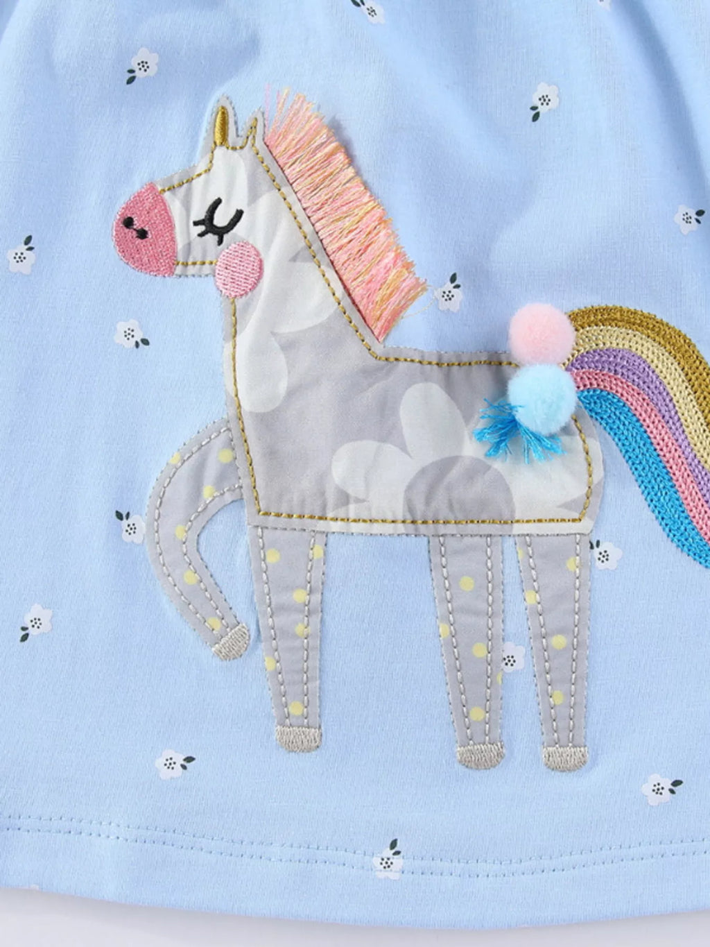 women's children's floral unicorn round neck dress - product detail