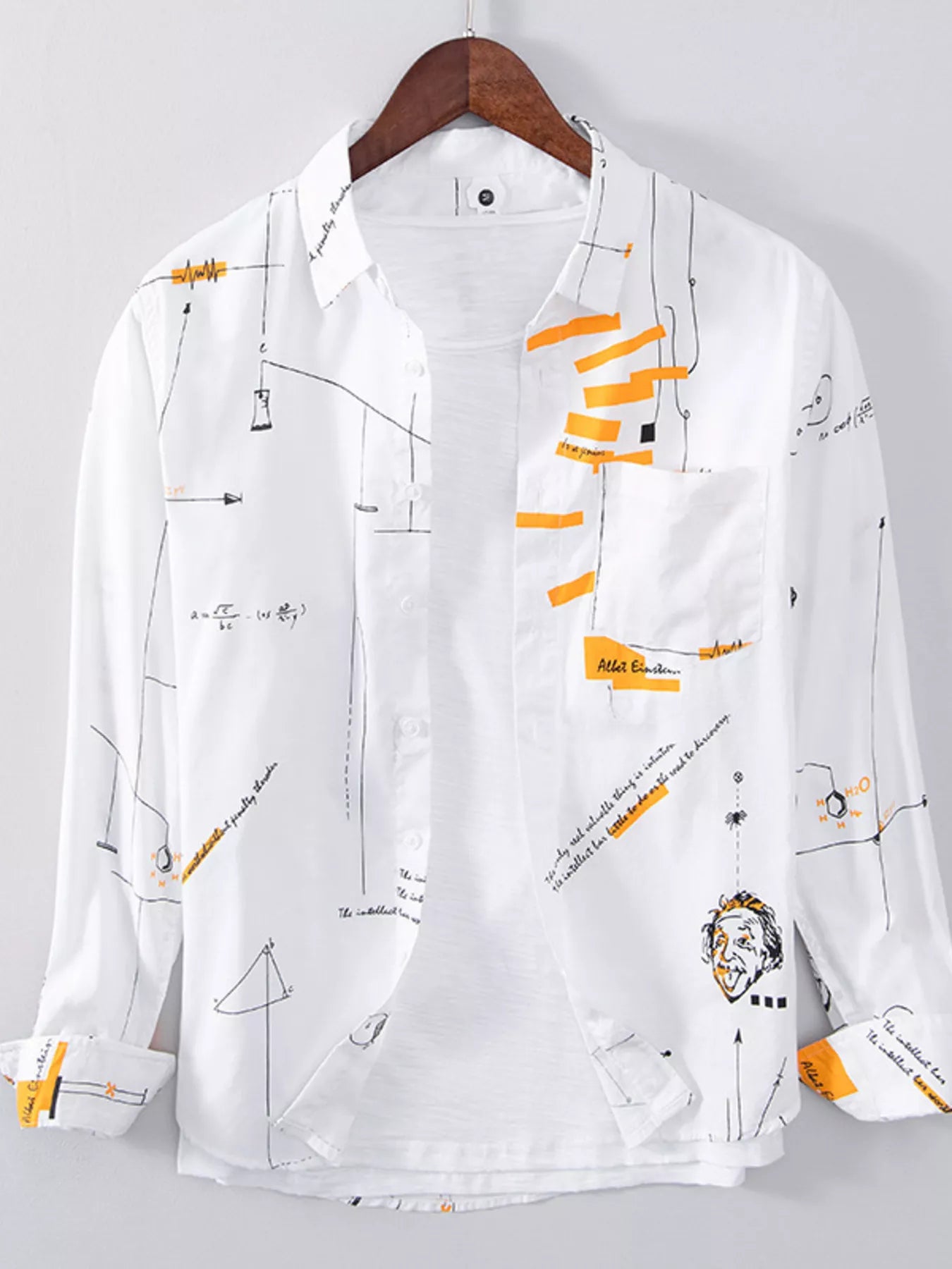 men's men's plus size casual printed long sleeve shirt - front view