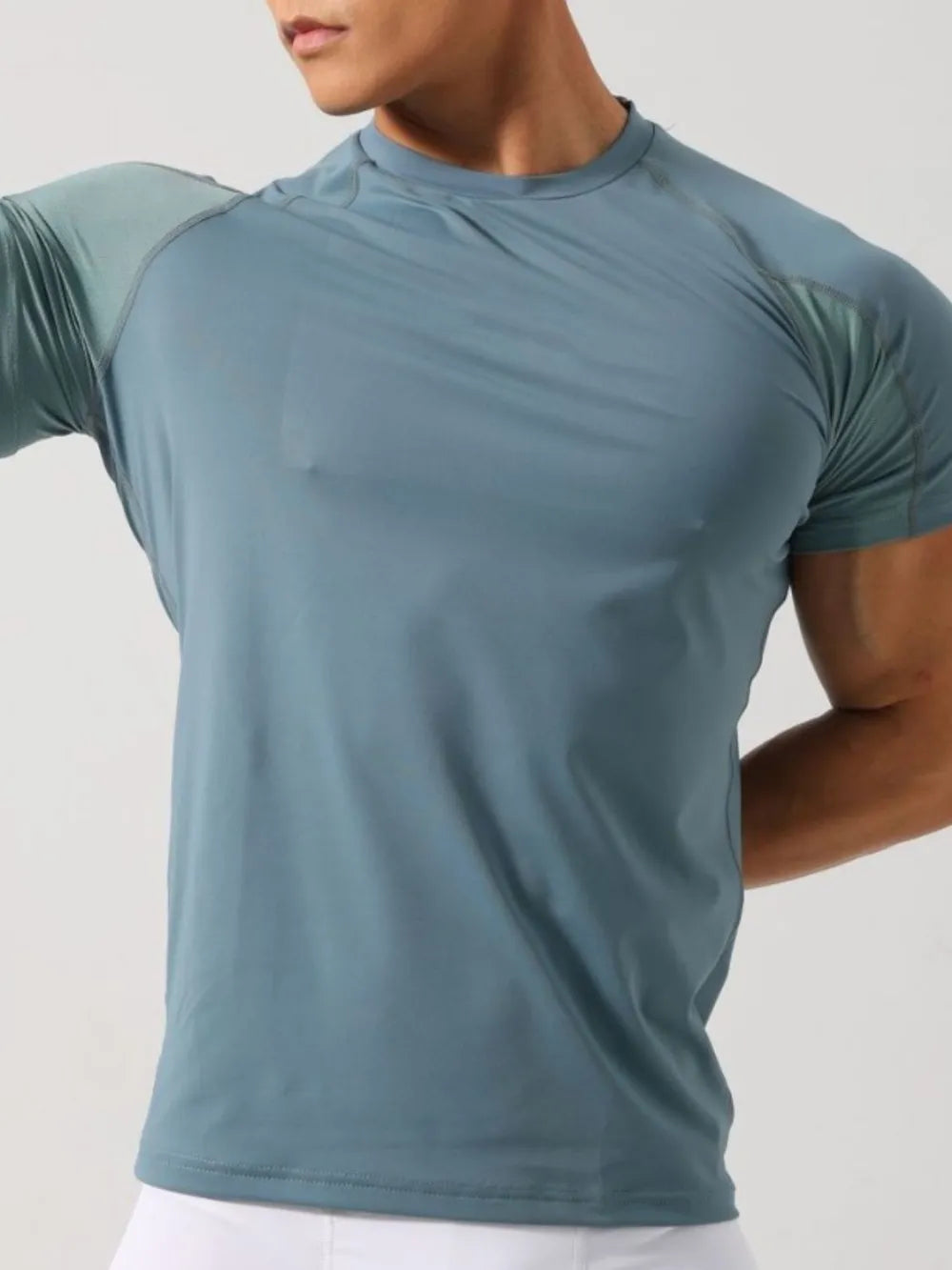 Men's Plus Size Round Neck Short Sleeve T-Shirt Air Force Blue