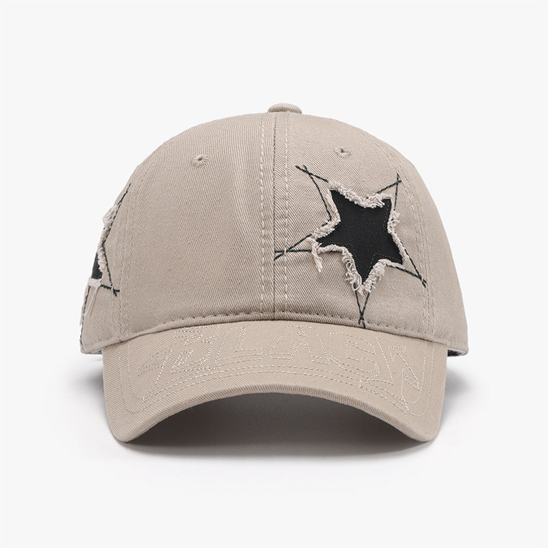 Adjustable Star Raw Hem Cap Tan One Size