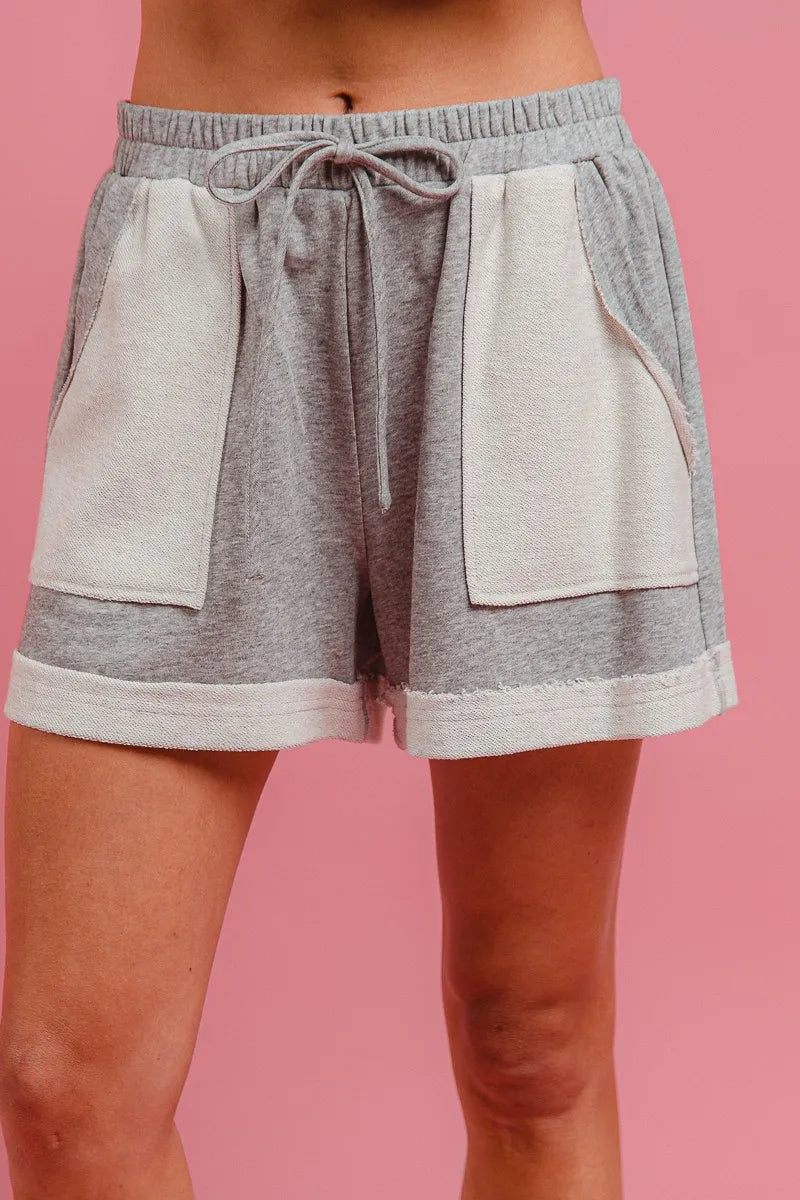 bibi french terry knit shorts with side pocket shown as women’s outerwear
