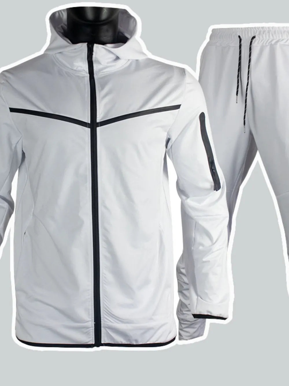 Men's Full Size Zip Up Top and Pants Set Plus Size