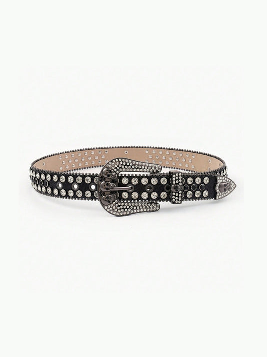 PU Leather Skull Belt Black