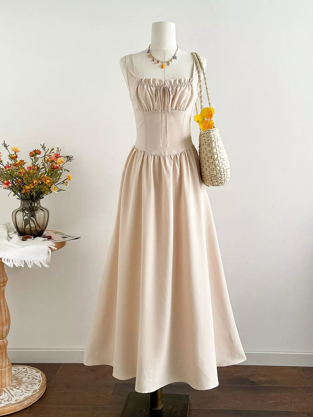women's square neck sleeveless a-line dress - additional image