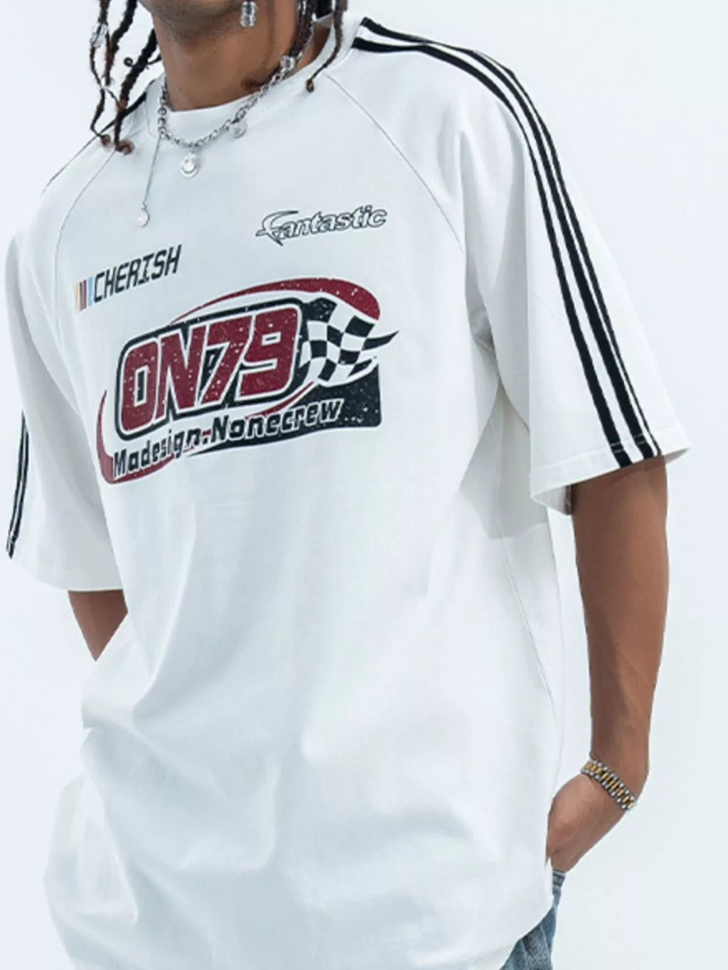 men's men's graphic round neck oversized t-shirt - styled view