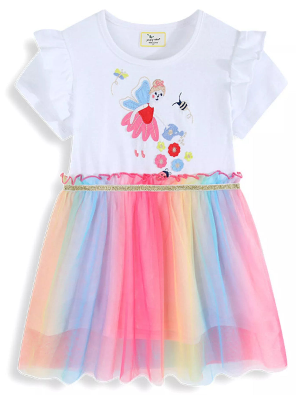women's children's fairy applique rainbow tulle dress - second view