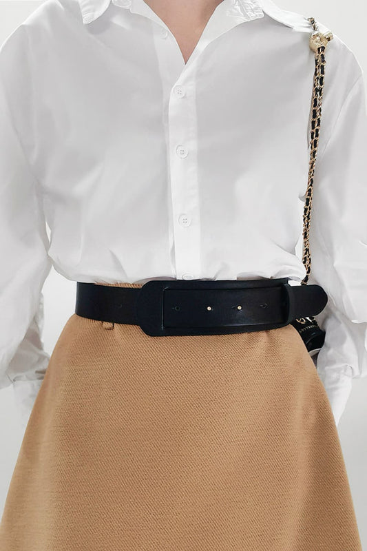 PU Leather Belt Black One Size