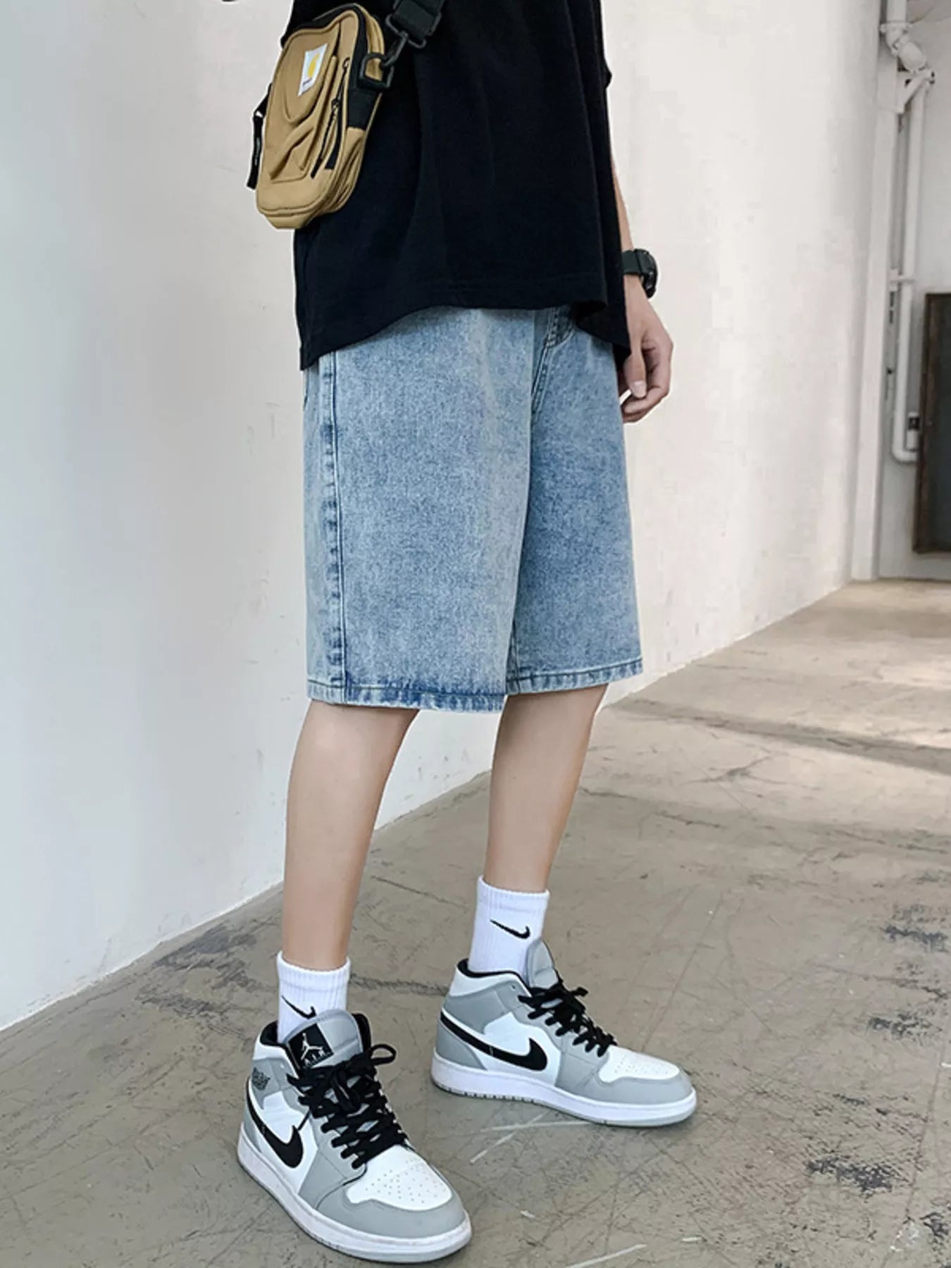 men's men's casual loose fit denim shorts - second view