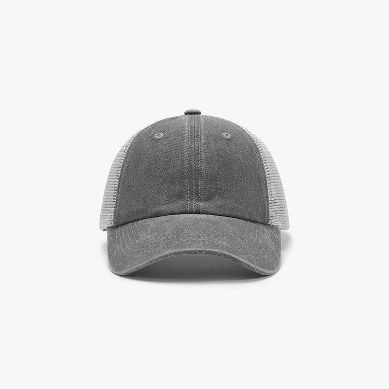 Breathable Mesh Adjustable Baseball Cap Gray One Size