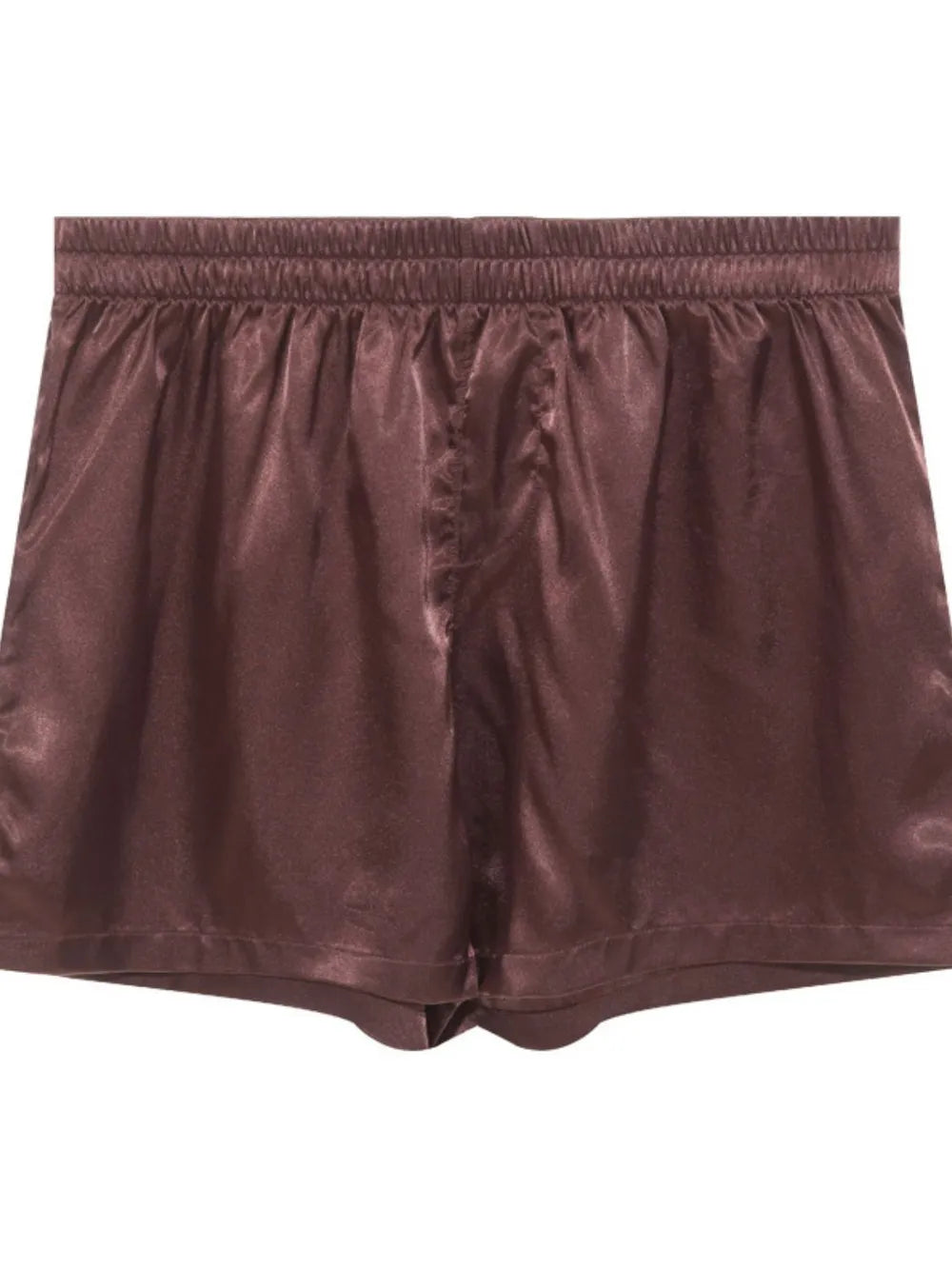 Men's Elastic Waist Shorts Coffee Brown