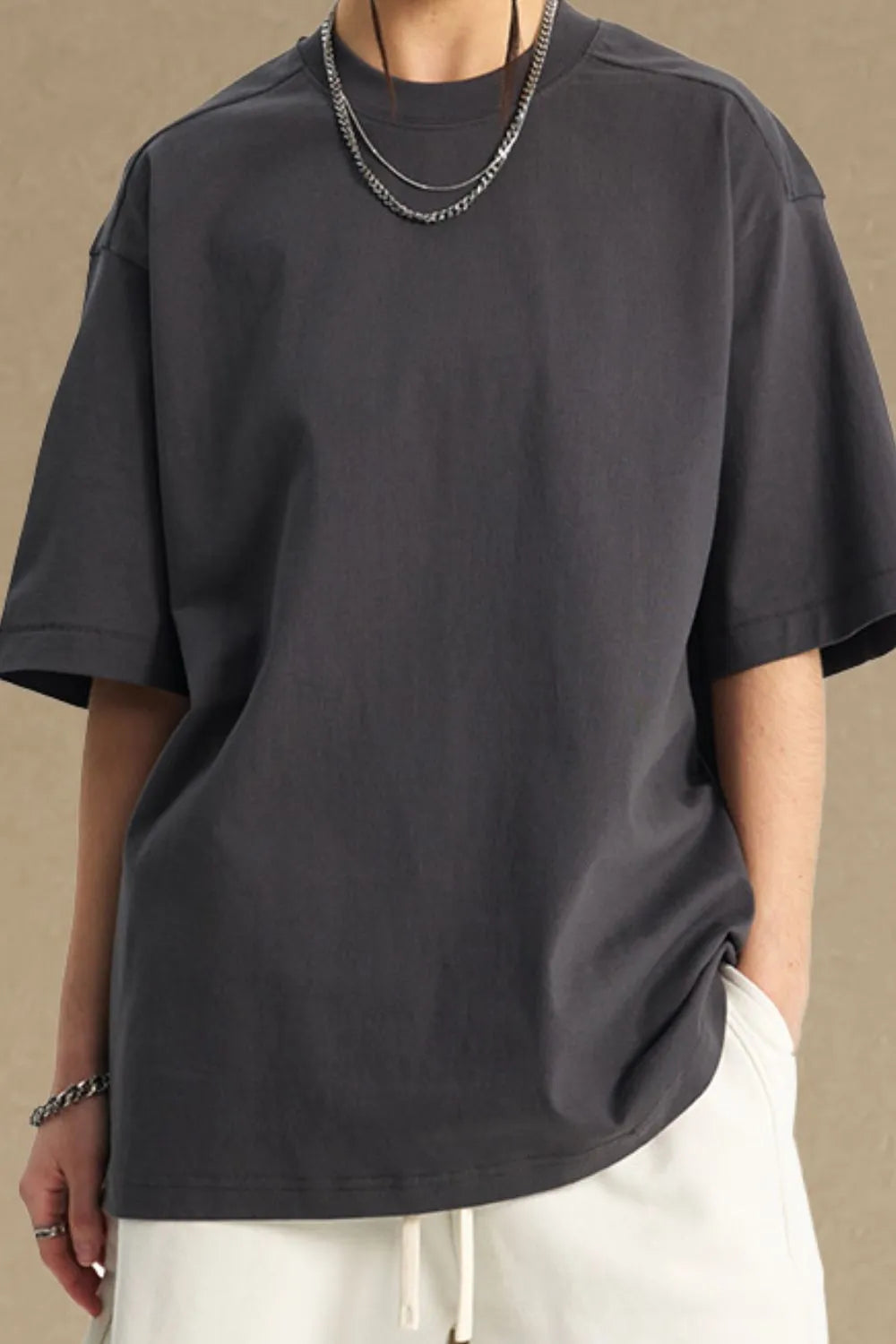 Men's Round Neck Half Sleeve T-Shirt Dark Gray