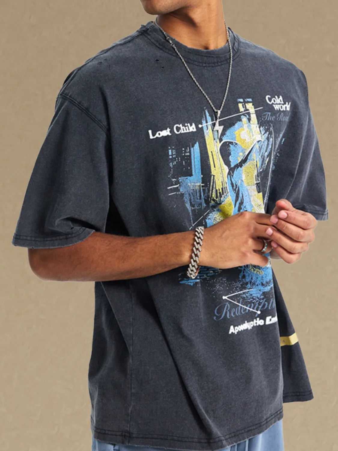 Men's Graphic Round Neck Half Sleeve T-Shirt