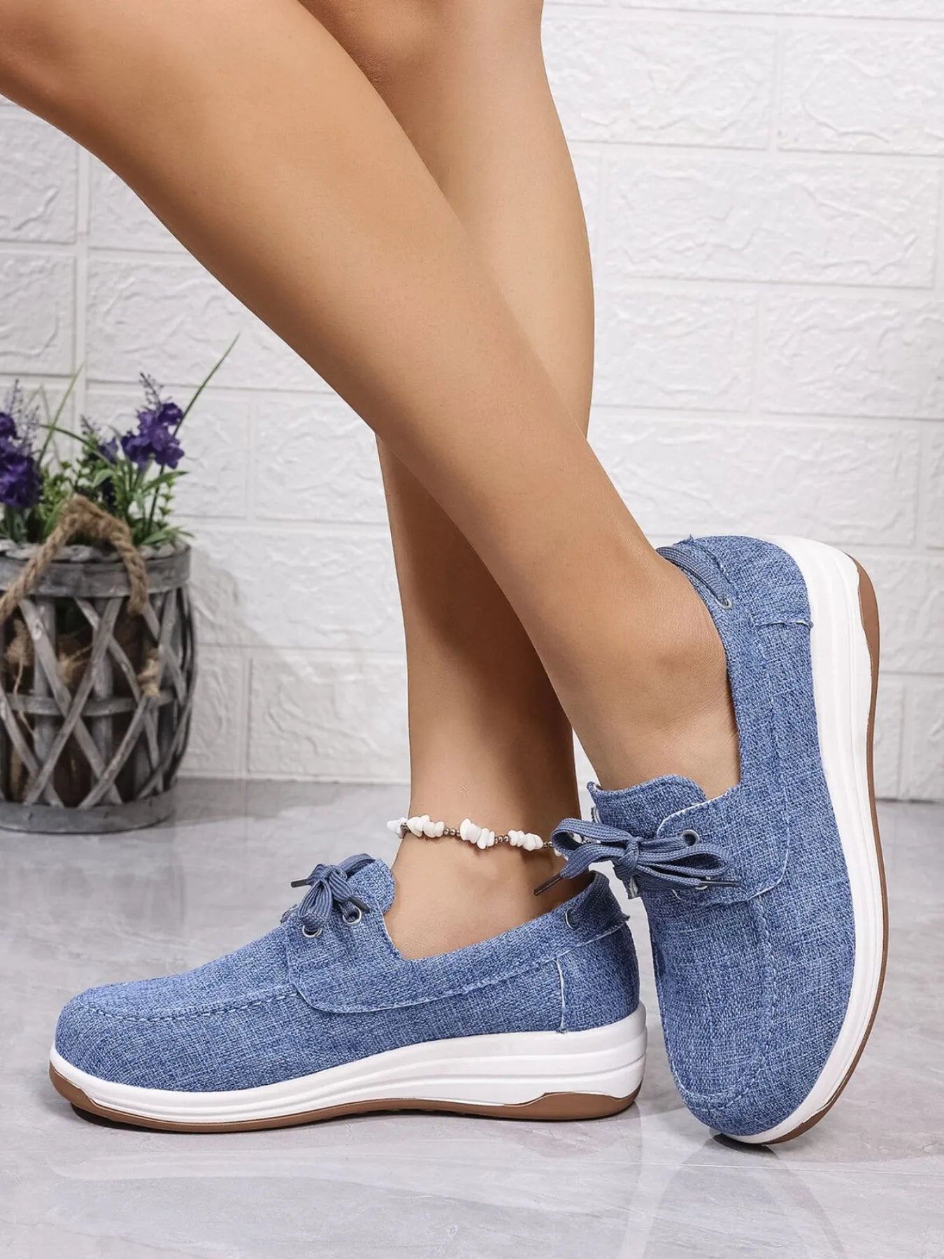 women's lace up wedge sneakers - extra view