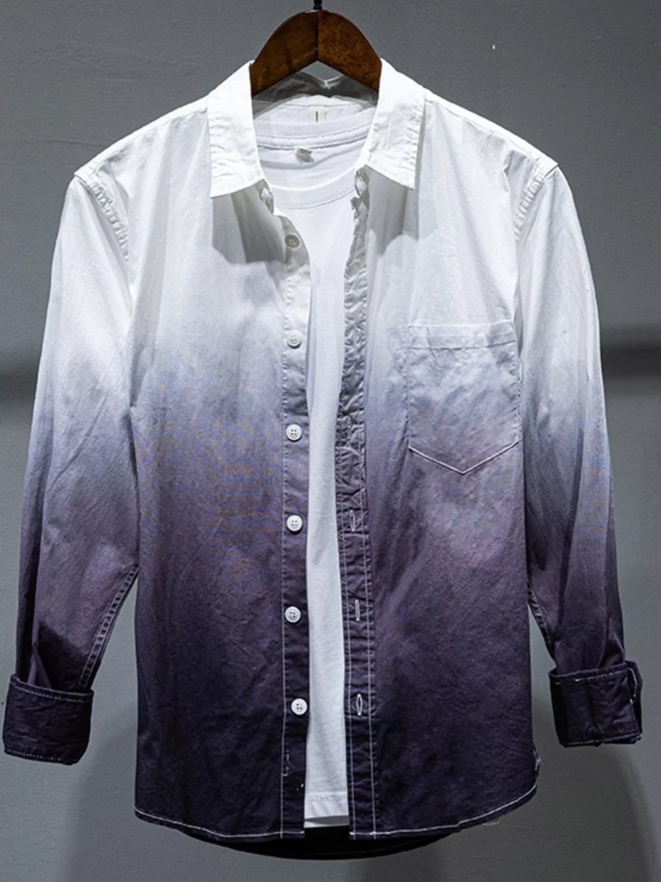 men's men's plus size gradient long sleeve shirt - additional angle