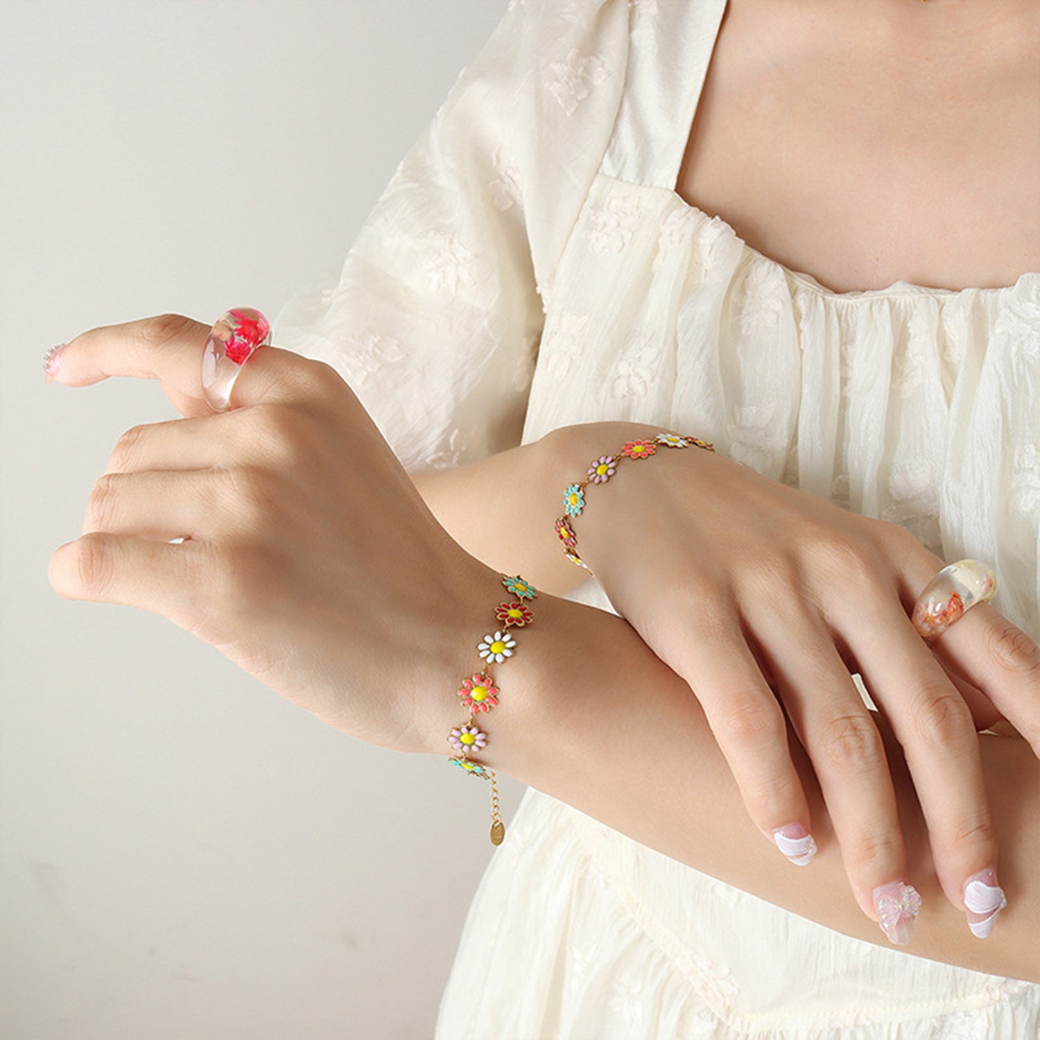 titanium steel oil drip flower bracelet — activewear view