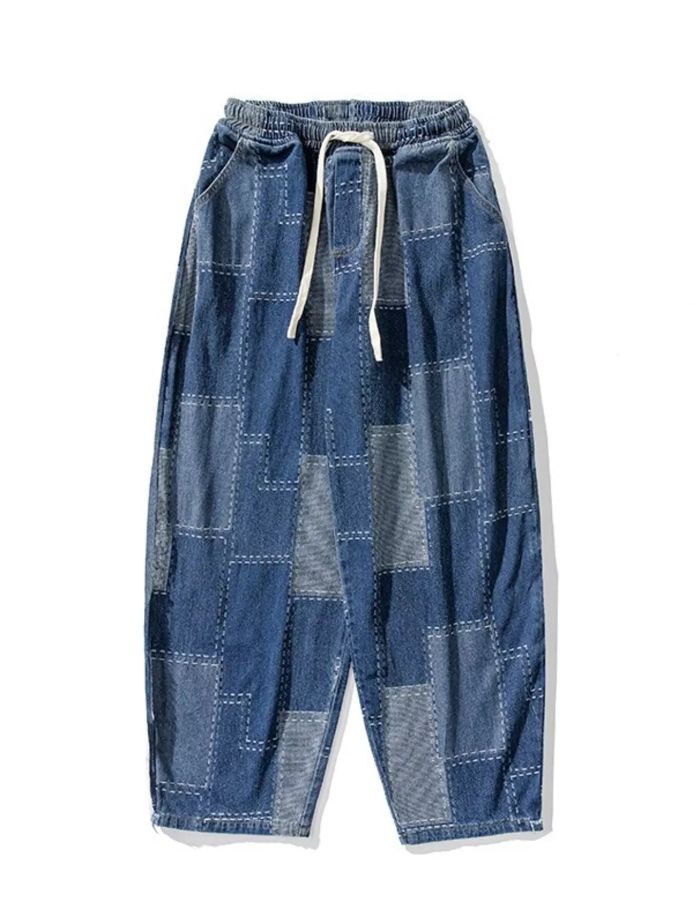 men's men's plus size patchwork wide leg jeans - additional image