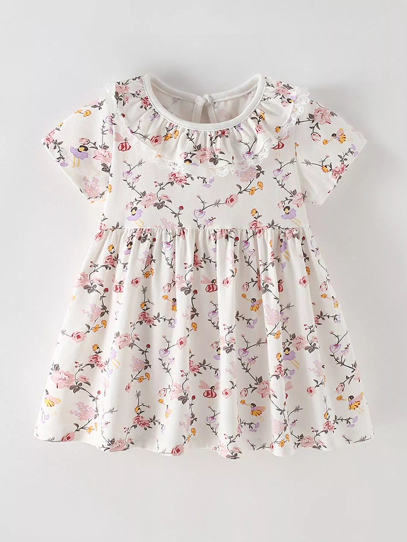 women's children's floral print ruffle collar dress - styled view