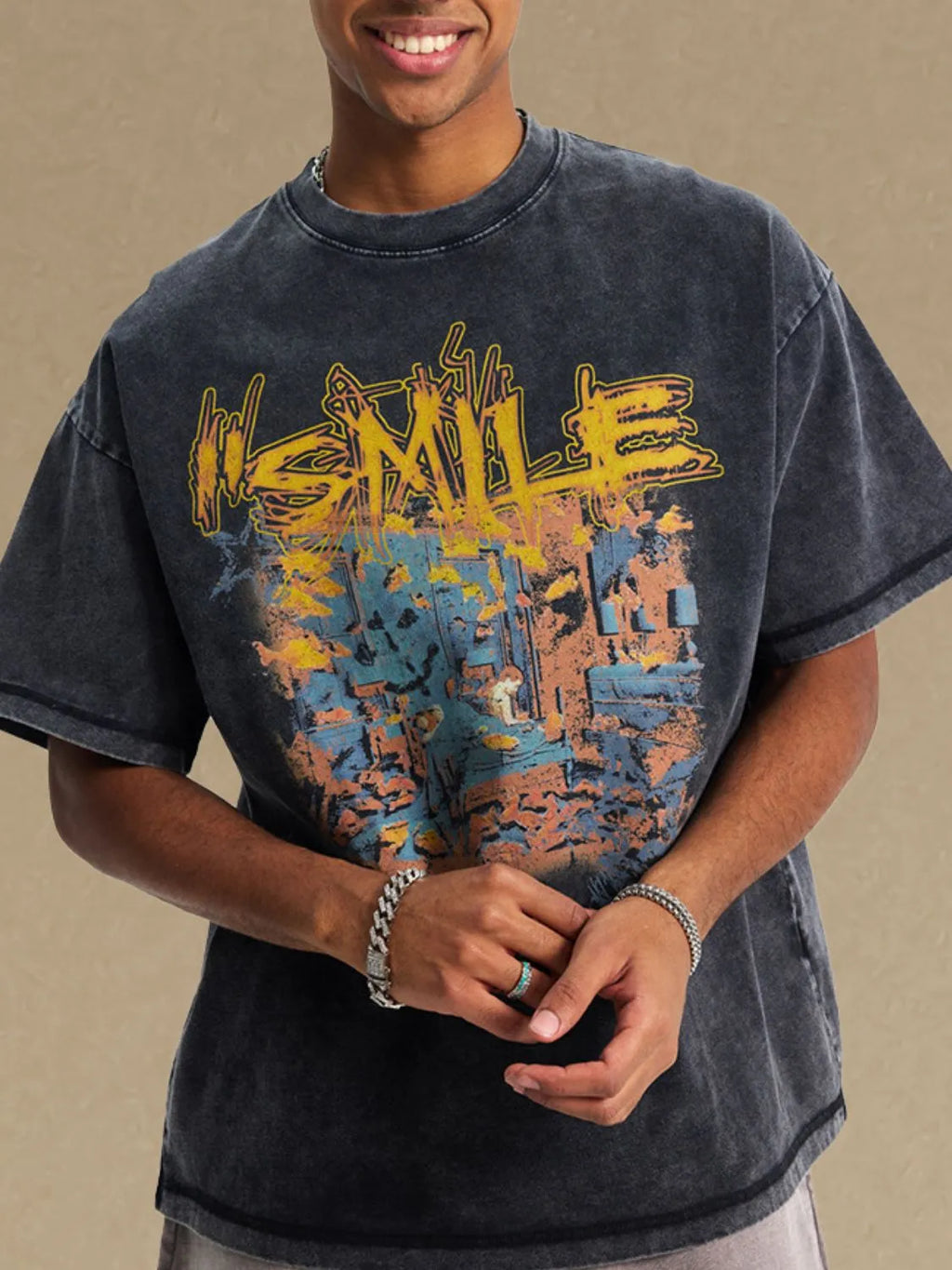 Men's Graphic Round Neck Half Sleeve T-Shirt