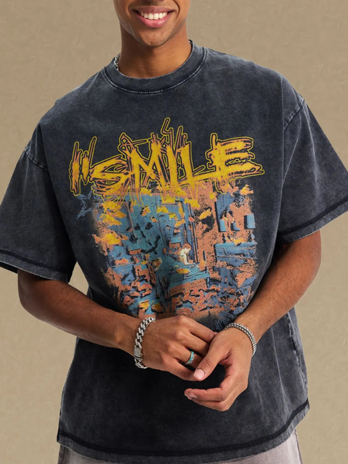 Men's Graphic Round Neck Half Sleeve T-Shirt