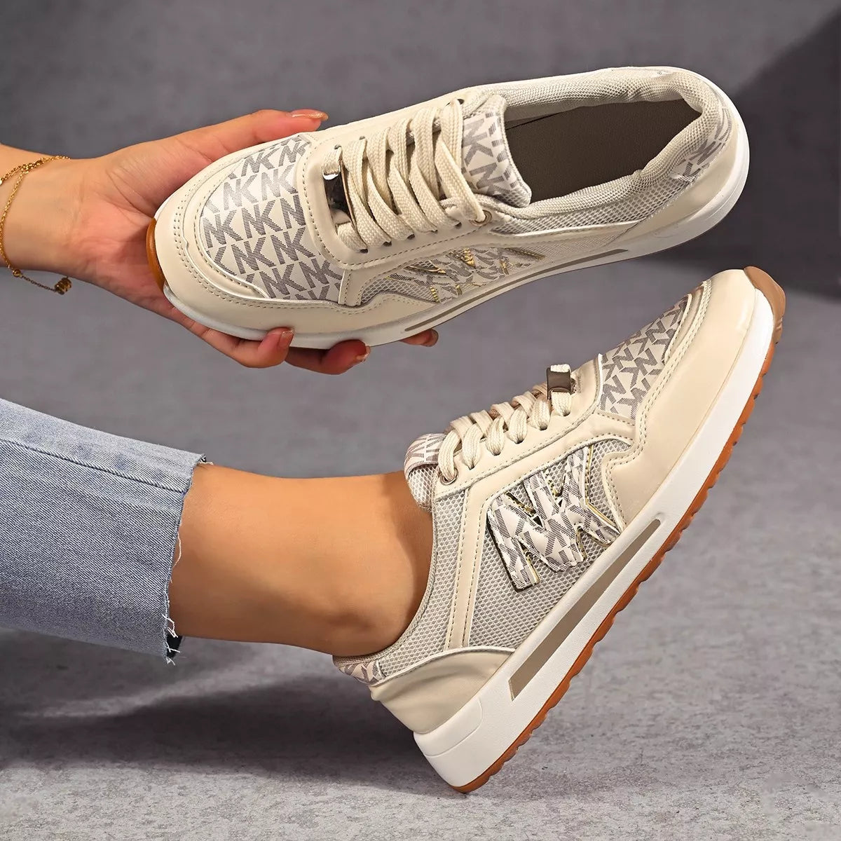 women's lace up round toe sneakers - extra view