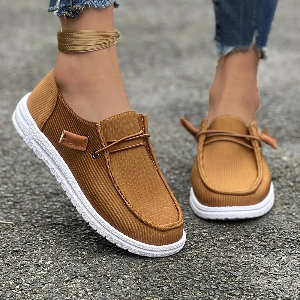Round Toe Flat Slip-Ons Caramel