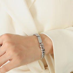 18K Gold-Plated Titanium Steel Bracelet Silver One Size